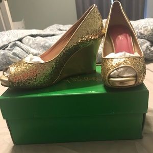 Lily Pulitzer Resort Chic gold wedges size 8M